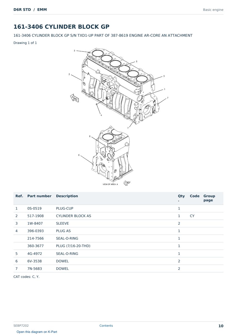 Caterpillar D6R STD S/N EMM Partsbook SEBP7202 (English) - sample page 10 of 10 Caterpillar D6R STD S/N EMM Partsbook SEBP7202 (English) - sample page 10 of 10