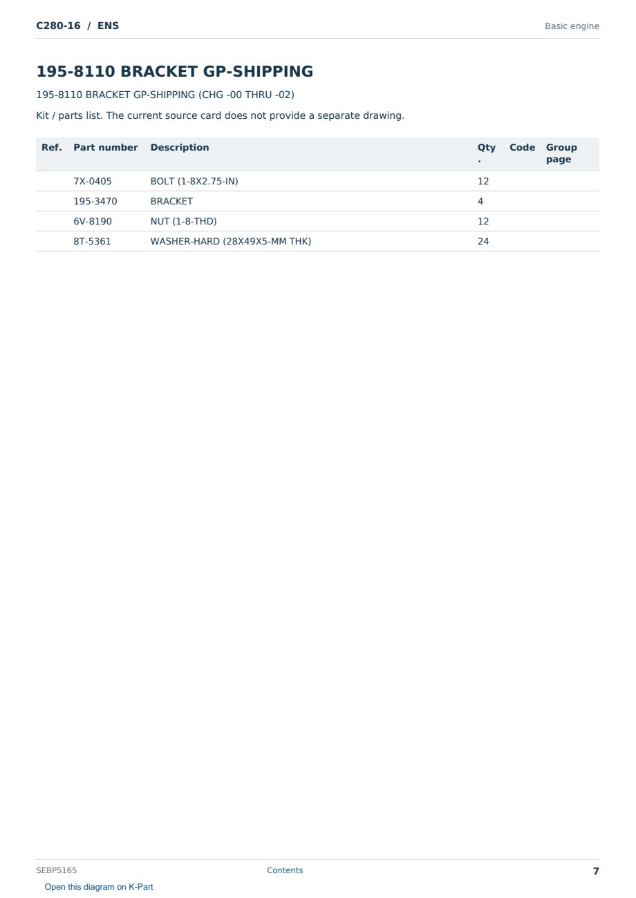 Caterpillar C280-16 S/N ENS Partsbook SEBP5165 (English) - sample page 7 of 10 Caterpillar C280-16 S/N ENS Partsbook SEBP5165 (English) - sample page 7 of 10