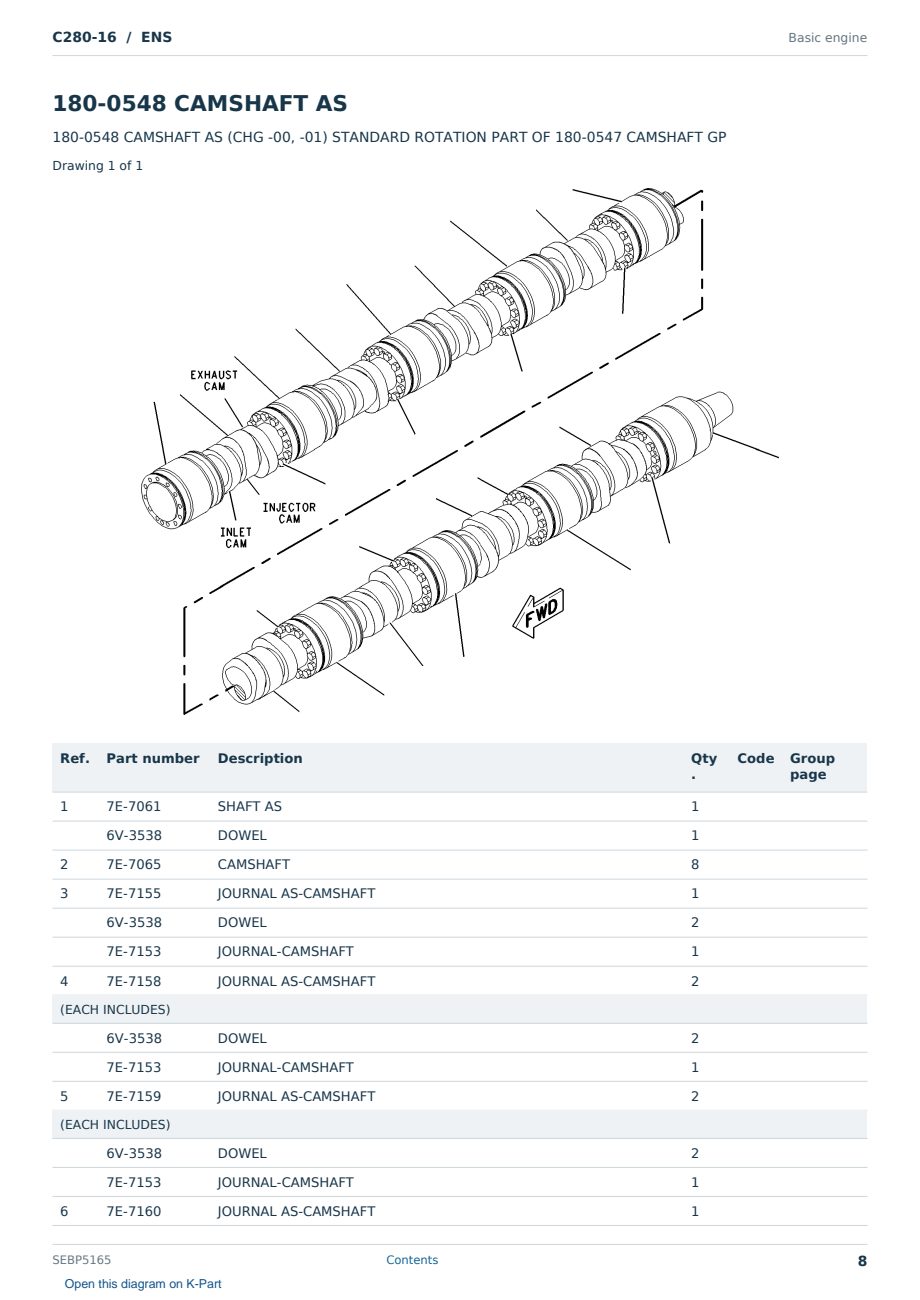 Caterpillar C280-16 S/N ENS Partsbook SEBP5165 (English) - sample page 8 of 10 Caterpillar C280-16 S/N ENS Partsbook SEBP5165 (English) - sample page 8 of 10