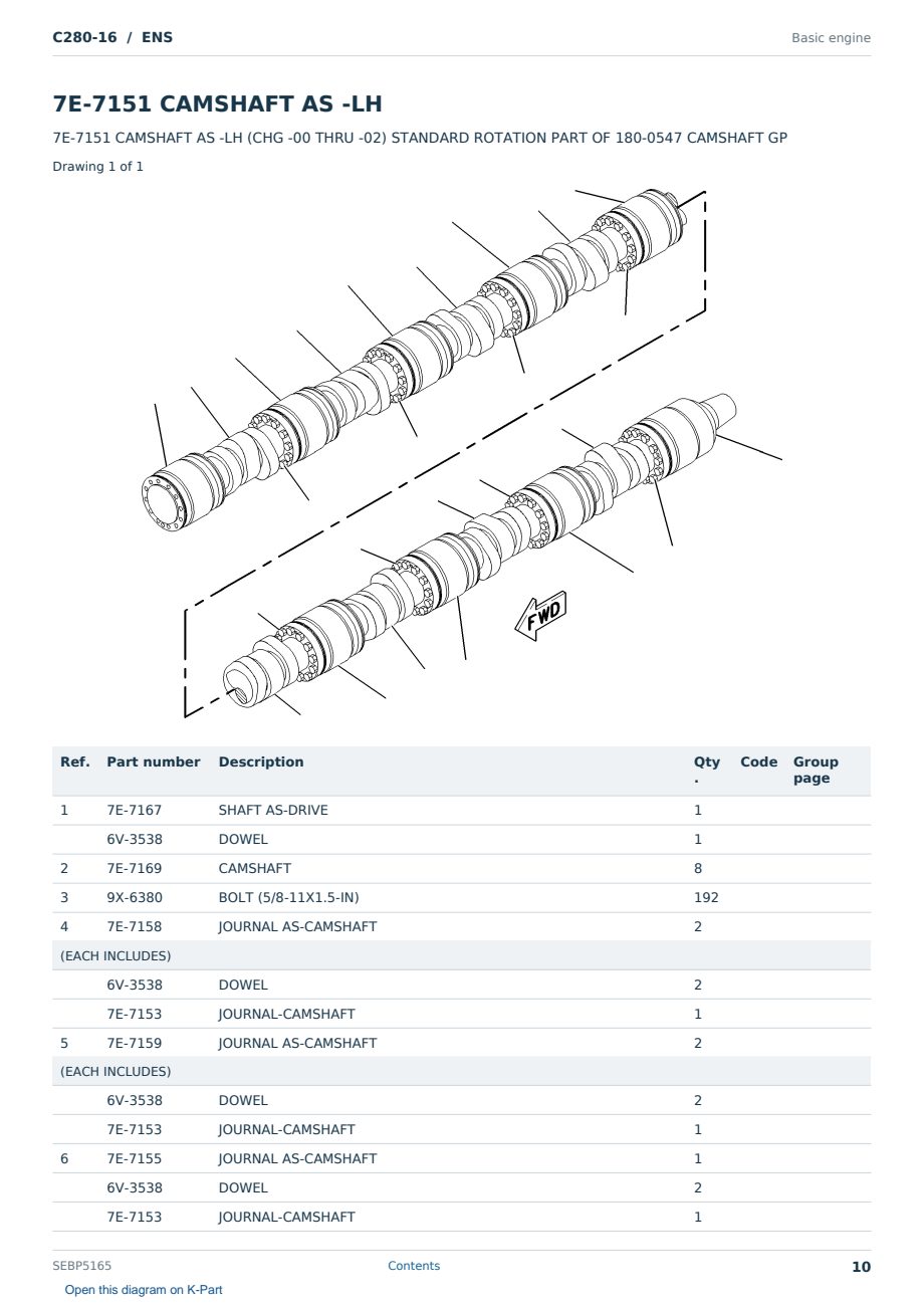 Caterpillar C280-16 S/N ENS Partsbook SEBP5165 (English) - sample page 10 of 10 Caterpillar C280-16 S/N ENS Partsbook SEBP5165 (English) - sample page 10 of 10