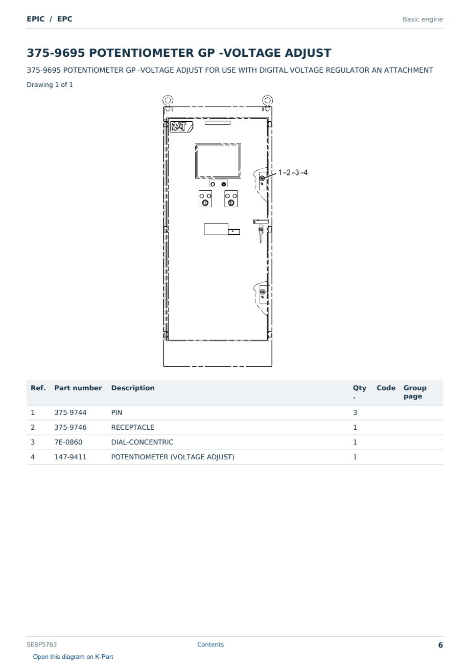 Caterpillar EPIC S/N EPC Partsbook SEBP5763 (English) - sample page 6 of 10 Caterpillar EPIC S/N EPC Partsbook SEBP5763 (English) - sample page 6 of 10