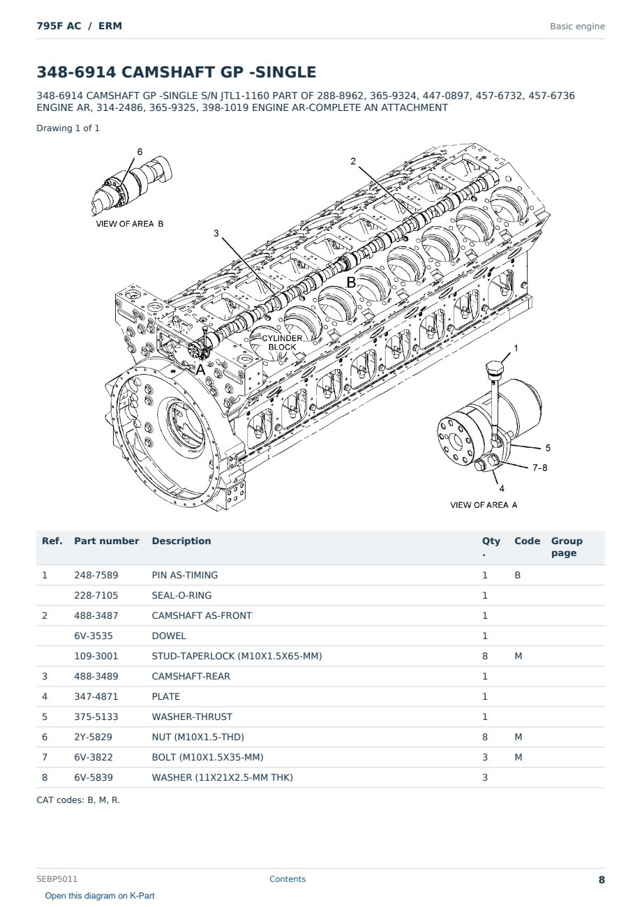 Caterpillar 795F AC S/N ERM Partsbook SEBP5011 (English) - sample page 8 of 10 Caterpillar 795F AC S/N ERM Partsbook SEBP5011 (English) - sample page 8 of 10