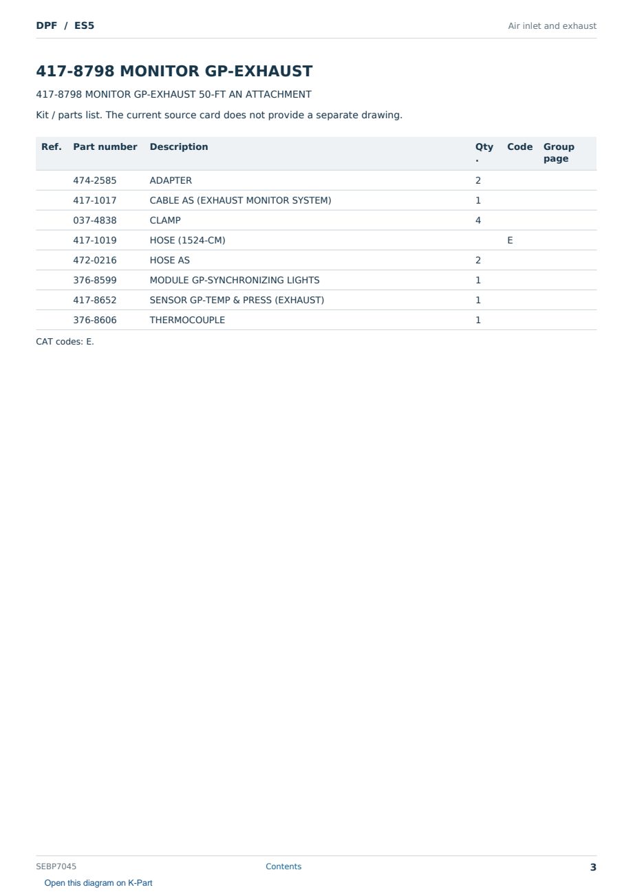 Caterpillar DPF S/N ES5 Partsbook SEBP7045 (English) - sample page 3 of 10 Caterpillar DPF S/N ES5 Partsbook SEBP7045 (English) - sample page 3 of 10