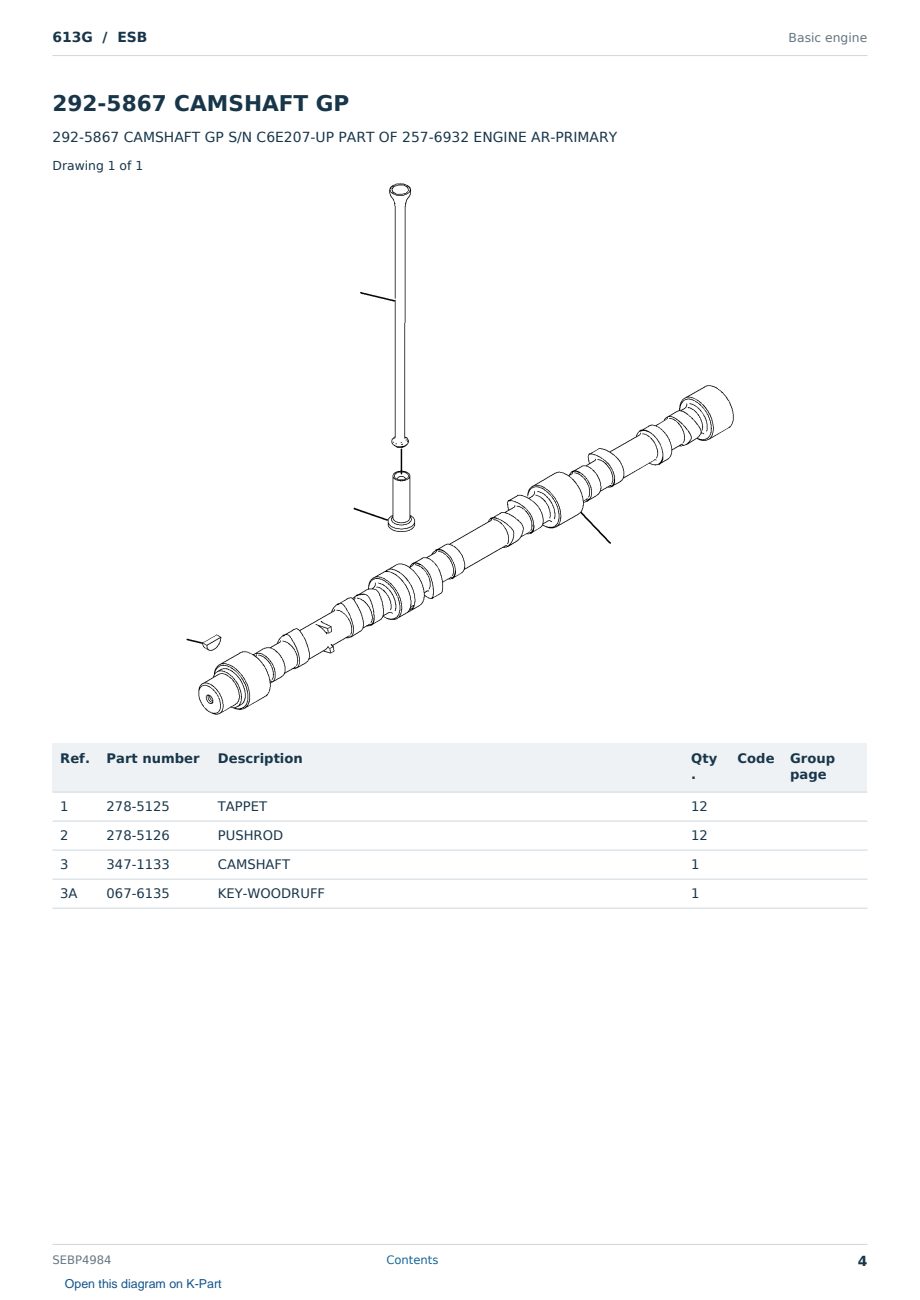 Caterpillar 613G S/N ESB Partsbook SEBP4984 (English) - sample page 4 of 10 Caterpillar 613G S/N ESB Partsbook SEBP4984 (English) - sample page 4 of 10