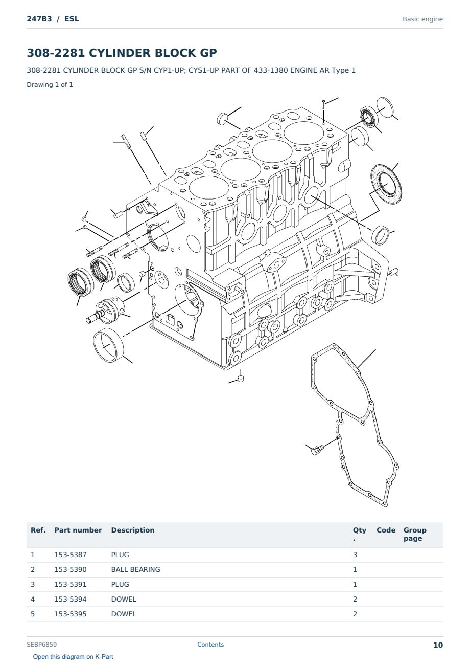 Caterpillar 247B3 S/N ESL Partsbook SEBP6859 (English) - sample page 10 of 10 Caterpillar 247B3 S/N ESL Partsbook SEBP6859 (English) - sample page 10 of 10