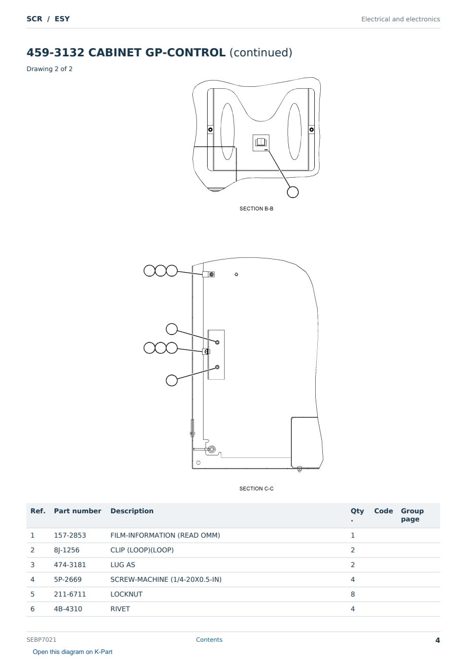 Caterpillar SCR S/N ESY Partsbook SEBP7021 (English) - sample page 4 of 10 Caterpillar SCR S/N ESY Partsbook SEBP7021 (English) - sample page 4 of 10