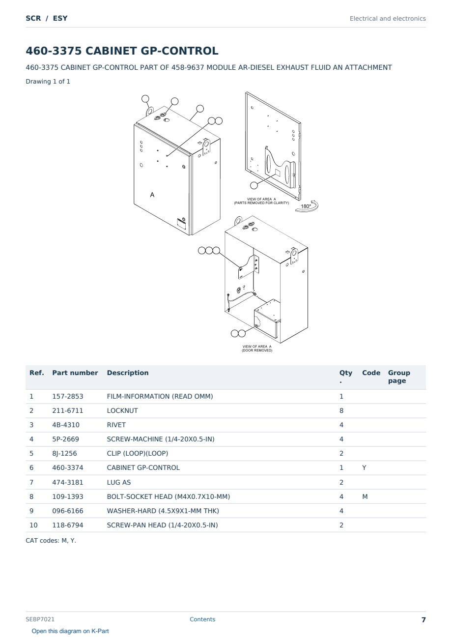 Caterpillar SCR S/N ESY Partsbook SEBP7021 (English) - sample page 7 of 10 Caterpillar SCR S/N ESY Partsbook SEBP7021 (English) - sample page 7 of 10