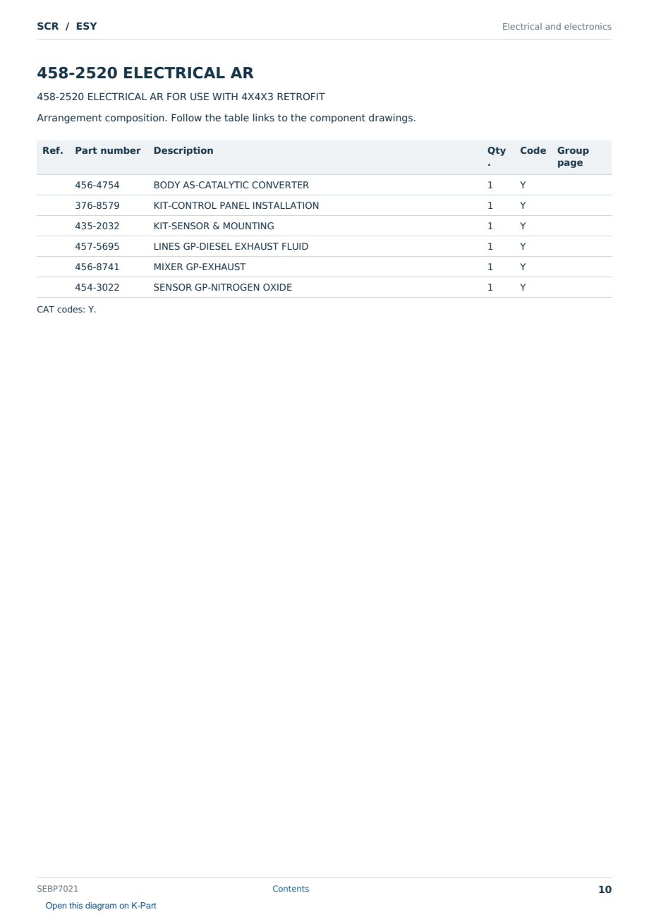 Caterpillar SCR S/N ESY Partsbook SEBP7021 (English) - sample page 10 of 10 Caterpillar SCR S/N ESY Partsbook SEBP7021 (English) - sample page 10 of 10