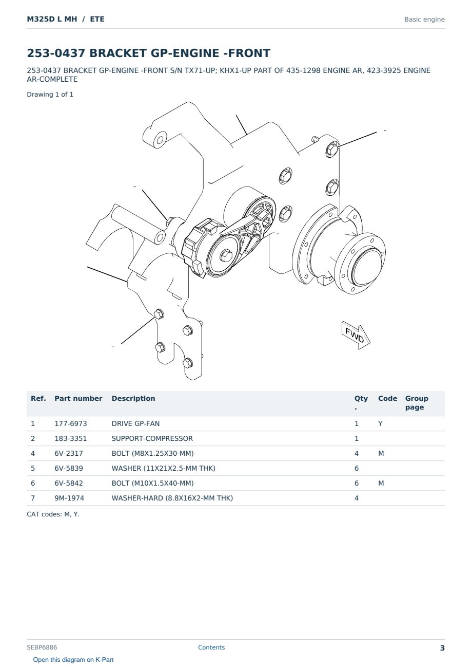 Caterpillar M325D L MH S/N ETE Partsbook SEBP6886 (English) - sample page 3 of 10 Caterpillar M325D L MH S/N ETE Partsbook SEBP6886 (English) - sample page 3 of 10