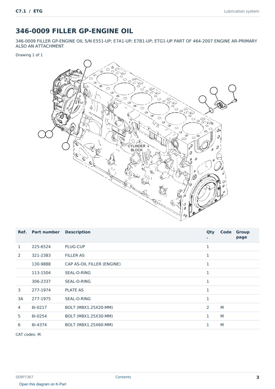 Caterpillar C7.1 S/N ETG Partsbook SEBP7367 (English) - sample page 3 of 10 Caterpillar C7.1 S/N ETG Partsbook SEBP7367 (English) - sample page 3 of 10
