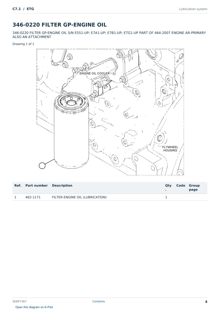 Caterpillar C7.1 S/N ETG Partsbook SEBP7367 (English) - sample page 4 of 10 Caterpillar C7.1 S/N ETG Partsbook SEBP7367 (English) - sample page 4 of 10
