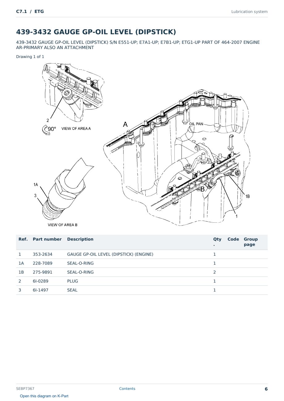 Caterpillar C7.1 S/N ETG Partsbook SEBP7367 (English) - sample page 6 of 10 Caterpillar C7.1 S/N ETG Partsbook SEBP7367 (English) - sample page 6 of 10