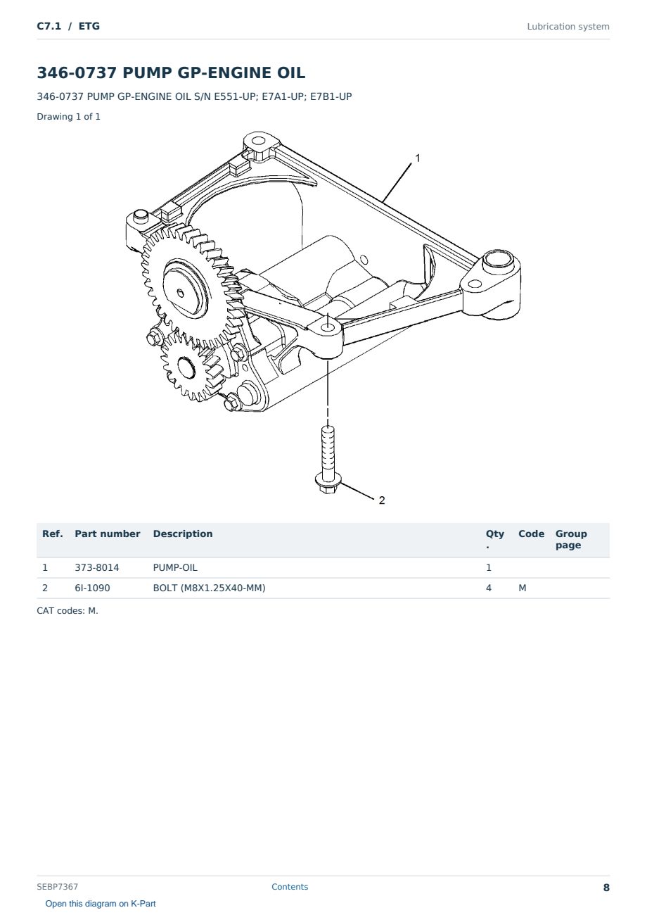 Caterpillar C7.1 S/N ETG Partsbook SEBP7367 (English) - sample page 8 of 10 Caterpillar C7.1 S/N ETG Partsbook SEBP7367 (English) - sample page 8 of 10