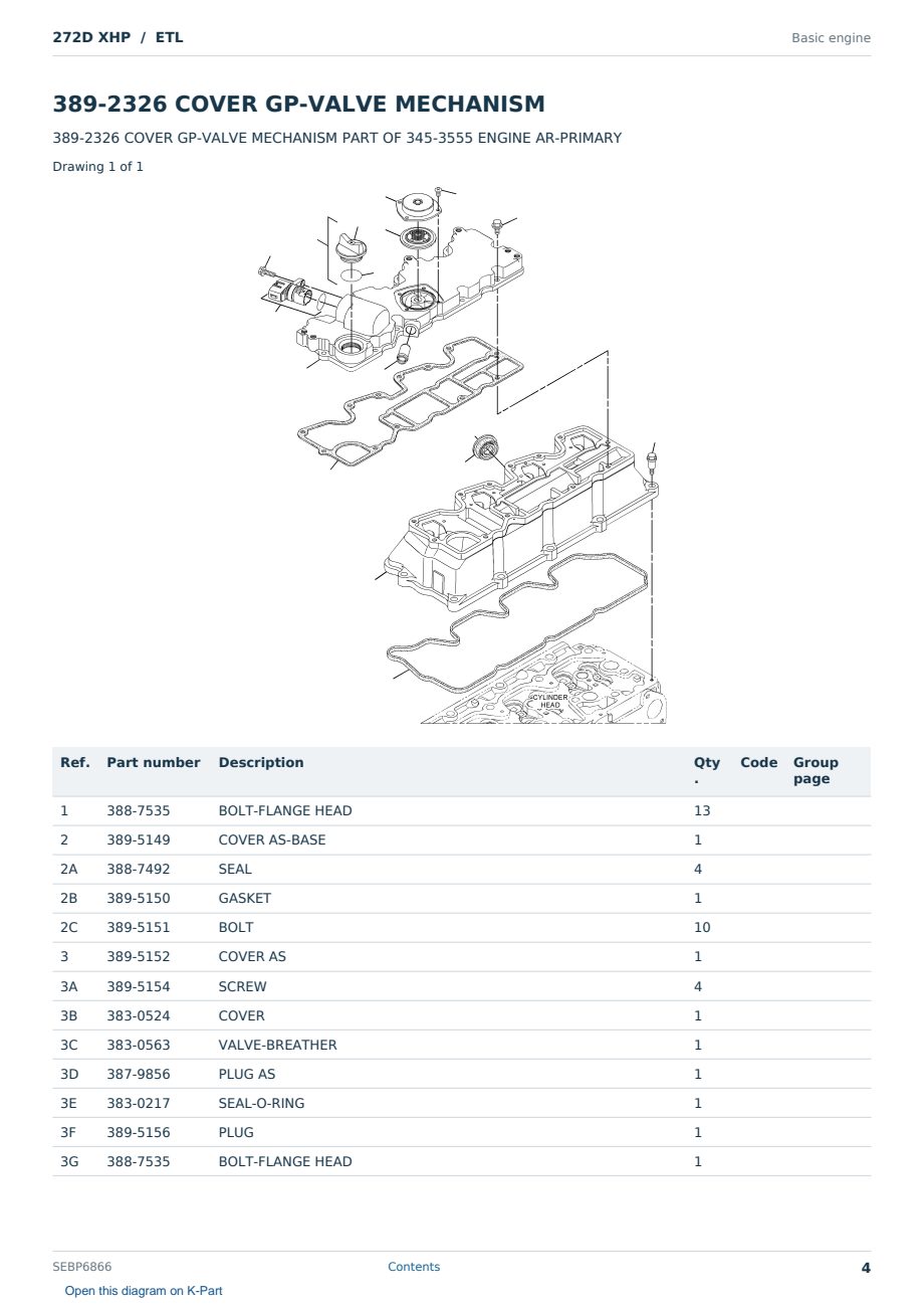 Caterpillar 272D XHP S/N ETL Partsbook SEBP6866 (English) - sample page 4 of 10 Caterpillar 272D XHP S/N ETL Partsbook SEBP6866 (English) - sample page 4 of 10