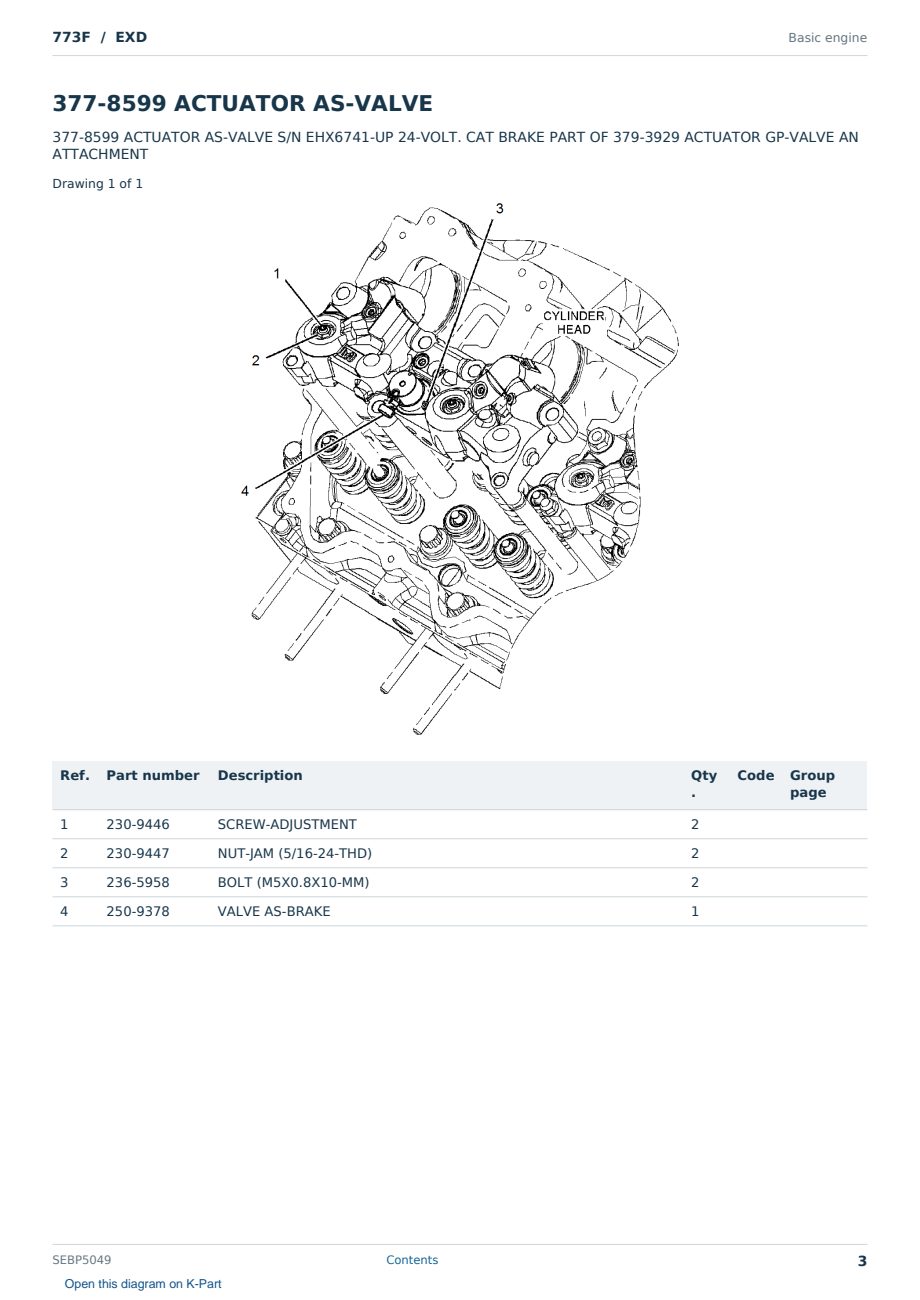 Caterpillar 773F S/N EXD Partsbook SEBP5049 (English) - sample page 3 of 10 Caterpillar 773F S/N EXD Partsbook SEBP5049 (English) - sample page 3 of 10