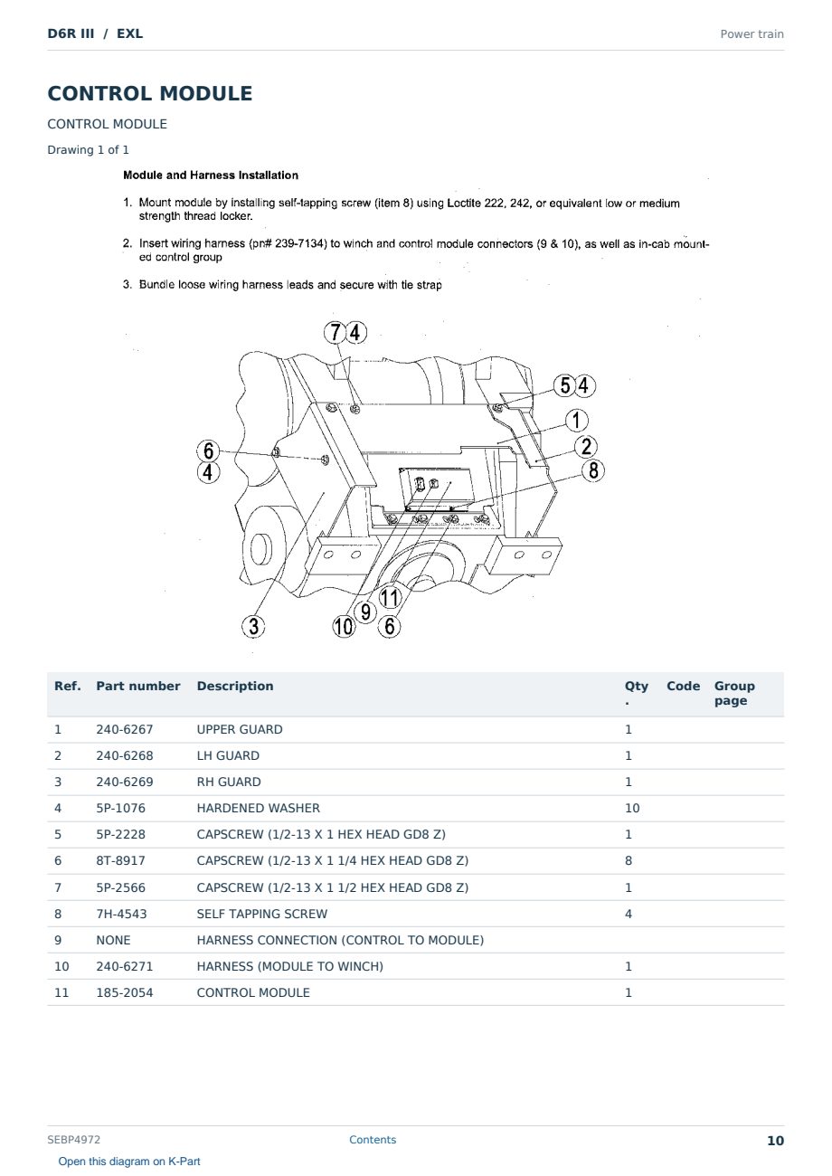 Caterpillar D6R III S/N EXL Partsbook SEBP4972 (English) - sample page 10 of 10 Caterpillar D6R III S/N EXL Partsbook SEBP4972 (English) - sample page 10 of 10