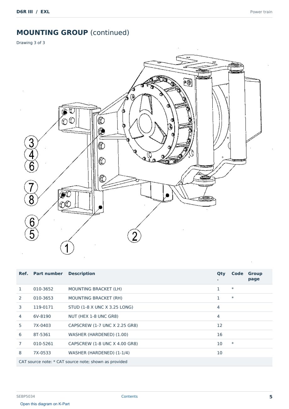 Caterpillar D6R III S/N EXL Partsbook SEBP5034 (English) - sample page 5 of 10 Caterpillar D6R III S/N EXL Partsbook SEBP5034 (English) - sample page 5 of 10