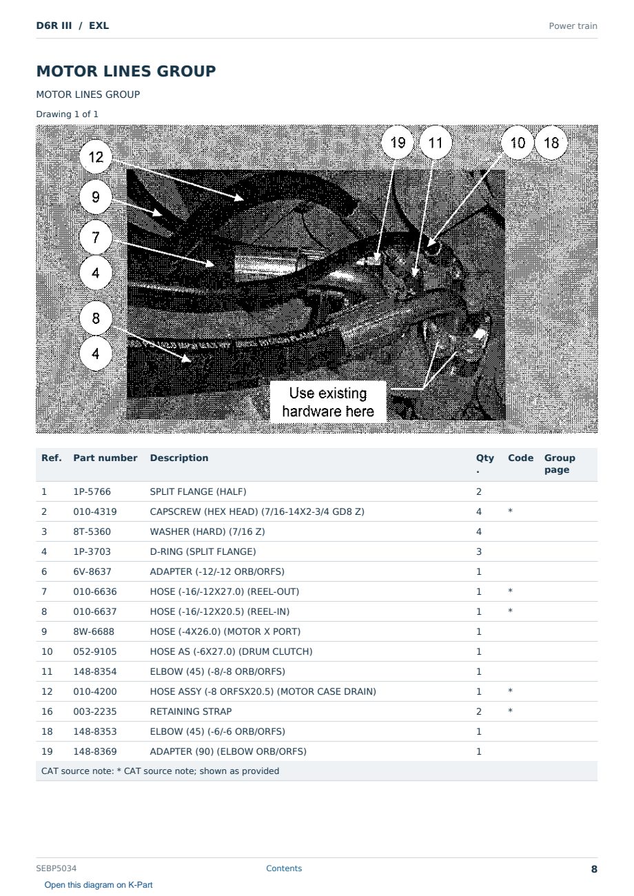 Caterpillar D6R III S/N EXL Partsbook SEBP5034 (English) - sample page 8 of 10 Caterpillar D6R III S/N EXL Partsbook SEBP5034 (English) - sample page 8 of 10