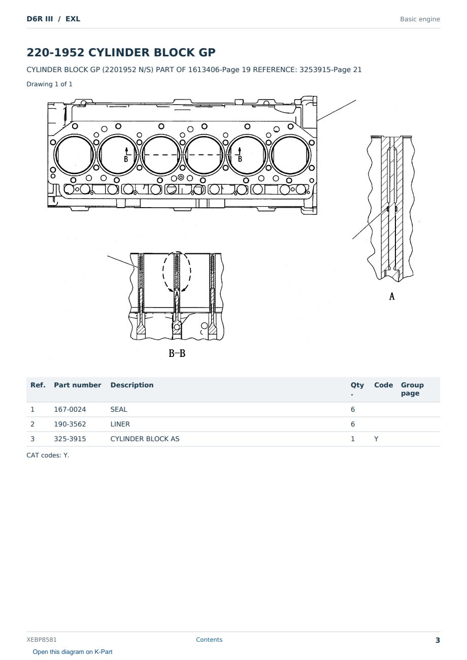 Caterpillar D6R III S/N EXL Partsbook XEBP8581 (English) - sample page 3 of 10 Caterpillar D6R III S/N EXL Partsbook XEBP8581 (English) - sample page 3 of 10