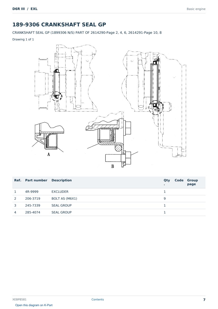 Caterpillar D6R III S/N EXL Partsbook XEBP8581 (English) - sample page 7 of 10 Caterpillar D6R III S/N EXL Partsbook XEBP8581 (English) - sample page 7 of 10