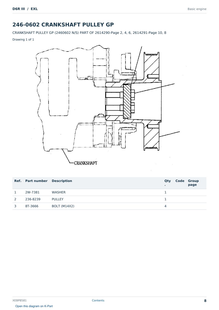 Caterpillar D6R III S/N EXL Partsbook XEBP8581 (English) - sample page 8 of 10 Caterpillar D6R III S/N EXL Partsbook XEBP8581 (English) - sample page 8 of 10