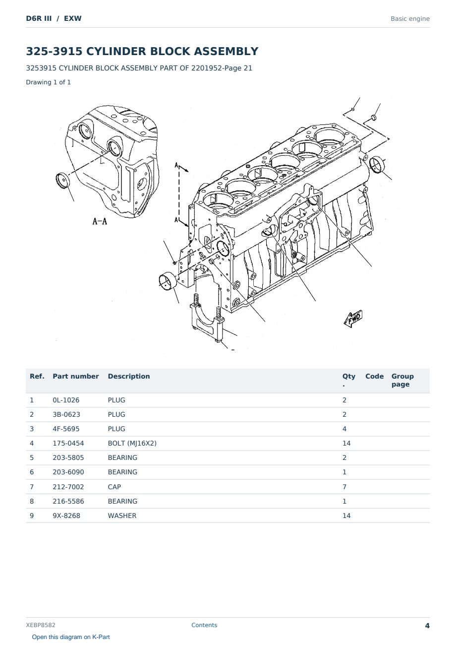 Caterpillar D6R III S/N EXW Partsbook XEBP8582 (English) - sample page 4 of 10 Caterpillar D6R III S/N EXW Partsbook XEBP8582 (English) - sample page 4 of 10