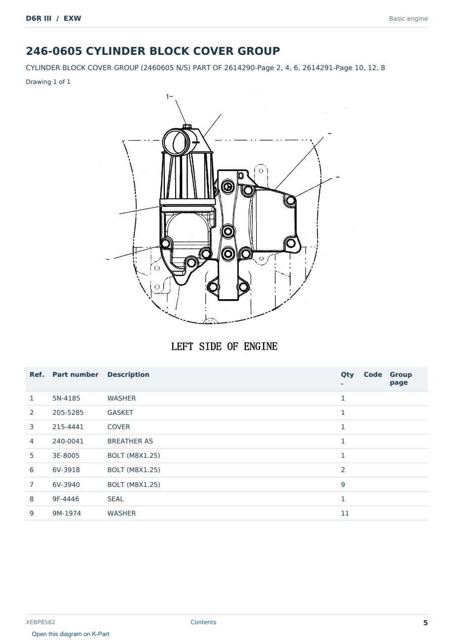 Caterpillar D6R III S/N EXW Partsbook XEBP8582 (English) - sample page 5 of 10 Caterpillar D6R III S/N EXW Partsbook XEBP8582 (English) - sample page 5 of 10