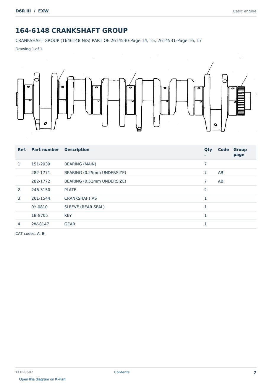 Caterpillar D6R III S/N EXW Partsbook XEBP8582 (English) - sample page 7 of 10 Caterpillar D6R III S/N EXW Partsbook XEBP8582 (English) - sample page 7 of 10