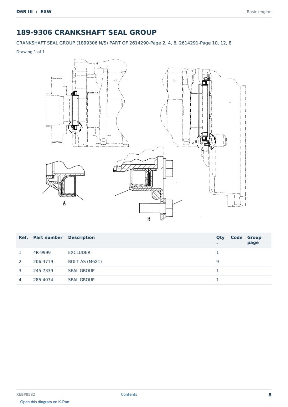 Caterpillar D6R III S/N EXW Partsbook XEBP8582 (English) - sample page 8 of 10 Caterpillar D6R III S/N EXW Partsbook XEBP8582 (English) - sample page 8 of 10