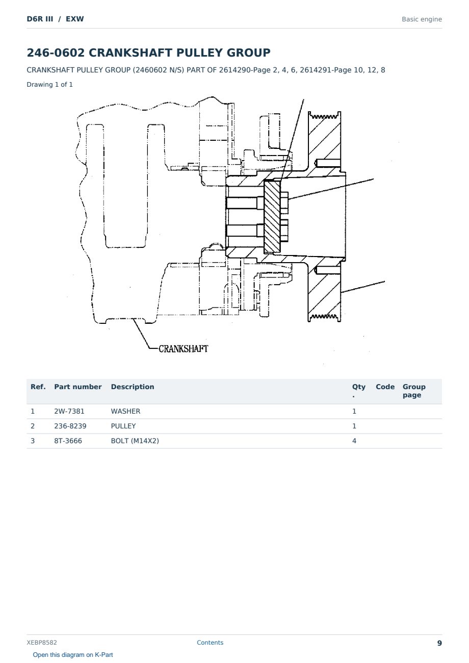 Caterpillar D6R III S/N EXW Partsbook XEBP8582 (English) - sample page 9 of 10 Caterpillar D6R III S/N EXW Partsbook XEBP8582 (English) - sample page 9 of 10