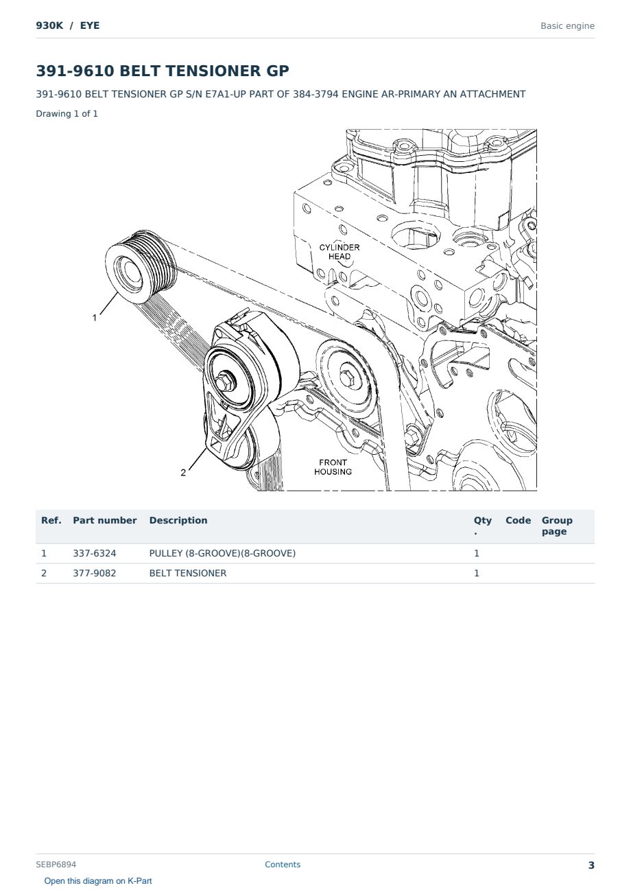 Caterpillar 930K S/N EYE Partsbook SEBP6894 (English) - sample page 3 of 10 Caterpillar 930K S/N EYE Partsbook SEBP6894 (English) - sample page 3 of 10