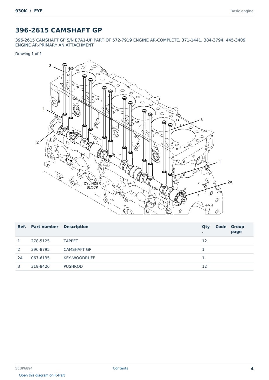 Caterpillar 930K S/N EYE Partsbook SEBP6894 (English) - sample page 4 of 10 Caterpillar 930K S/N EYE Partsbook SEBP6894 (English) - sample page 4 of 10