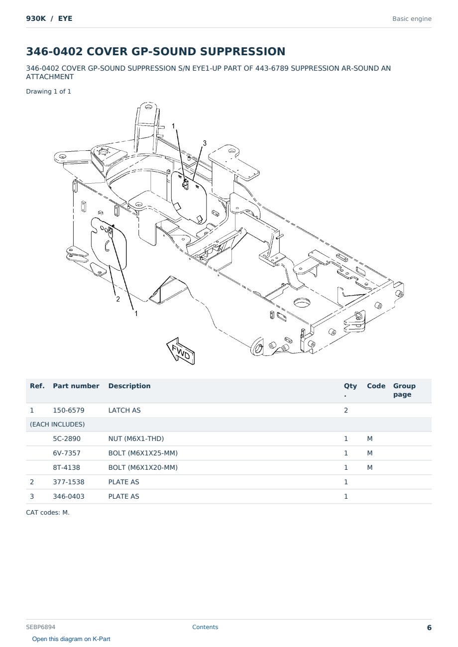 Caterpillar 930K S/N EYE Partsbook SEBP6894 (English) - sample page 6 of 10 Caterpillar 930K S/N EYE Partsbook SEBP6894 (English) - sample page 6 of 10