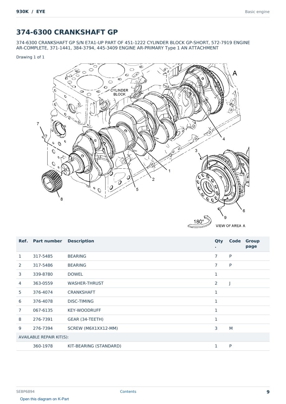 Caterpillar 930K S/N EYE Partsbook SEBP6894 (English) - sample page 9 of 10 Caterpillar 930K S/N EYE Partsbook SEBP6894 (English) - sample page 9 of 10