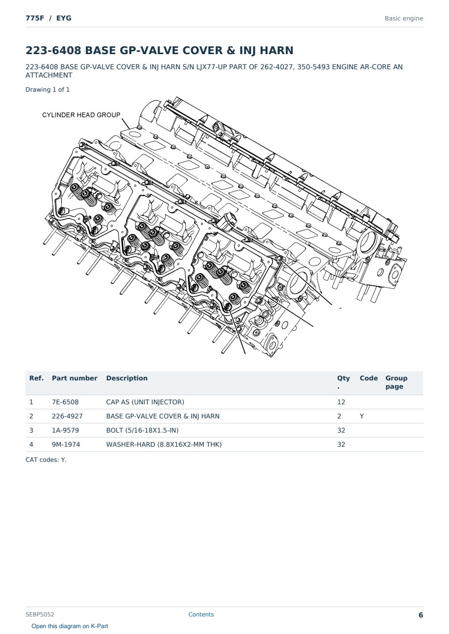 Caterpillar 775F S/N EYG Partsbook SEBP5052 (English) - sample page 6 of 10 Caterpillar 775F S/N EYG Partsbook SEBP5052 (English) - sample page 6 of 10