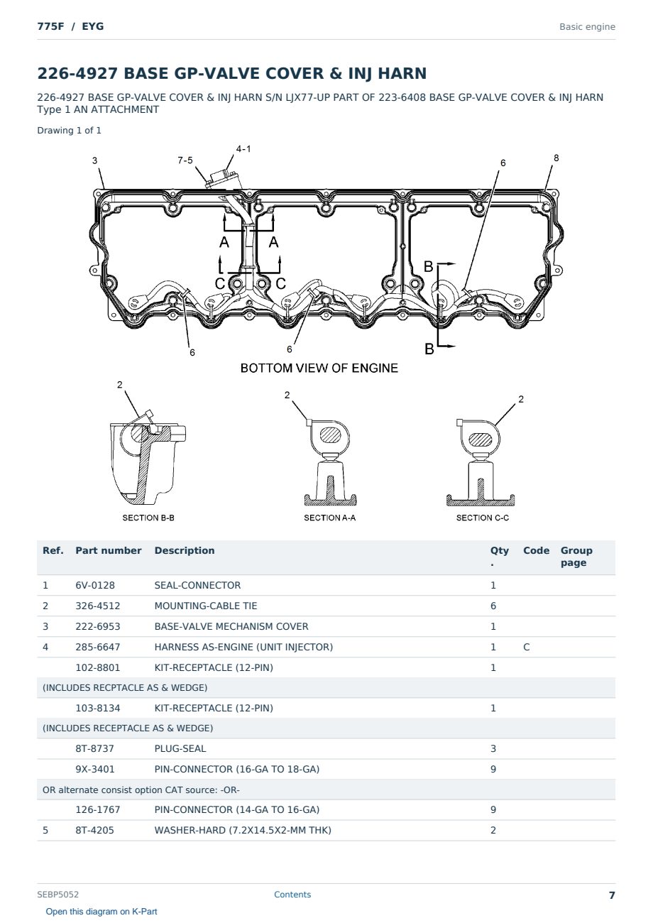 Caterpillar 775F S/N EYG Partsbook SEBP5052 (English) - sample page 7 of 10 Caterpillar 775F S/N EYG Partsbook SEBP5052 (English) - sample page 7 of 10