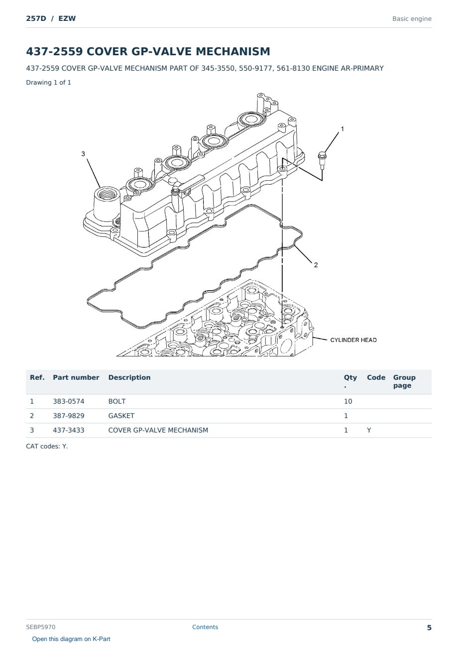 Caterpillar 257D S/N EZW Partsbook SEBP5970 (English) - sample page 5 of 10 Caterpillar 257D S/N EZW Partsbook SEBP5970 (English) - sample page 5 of 10