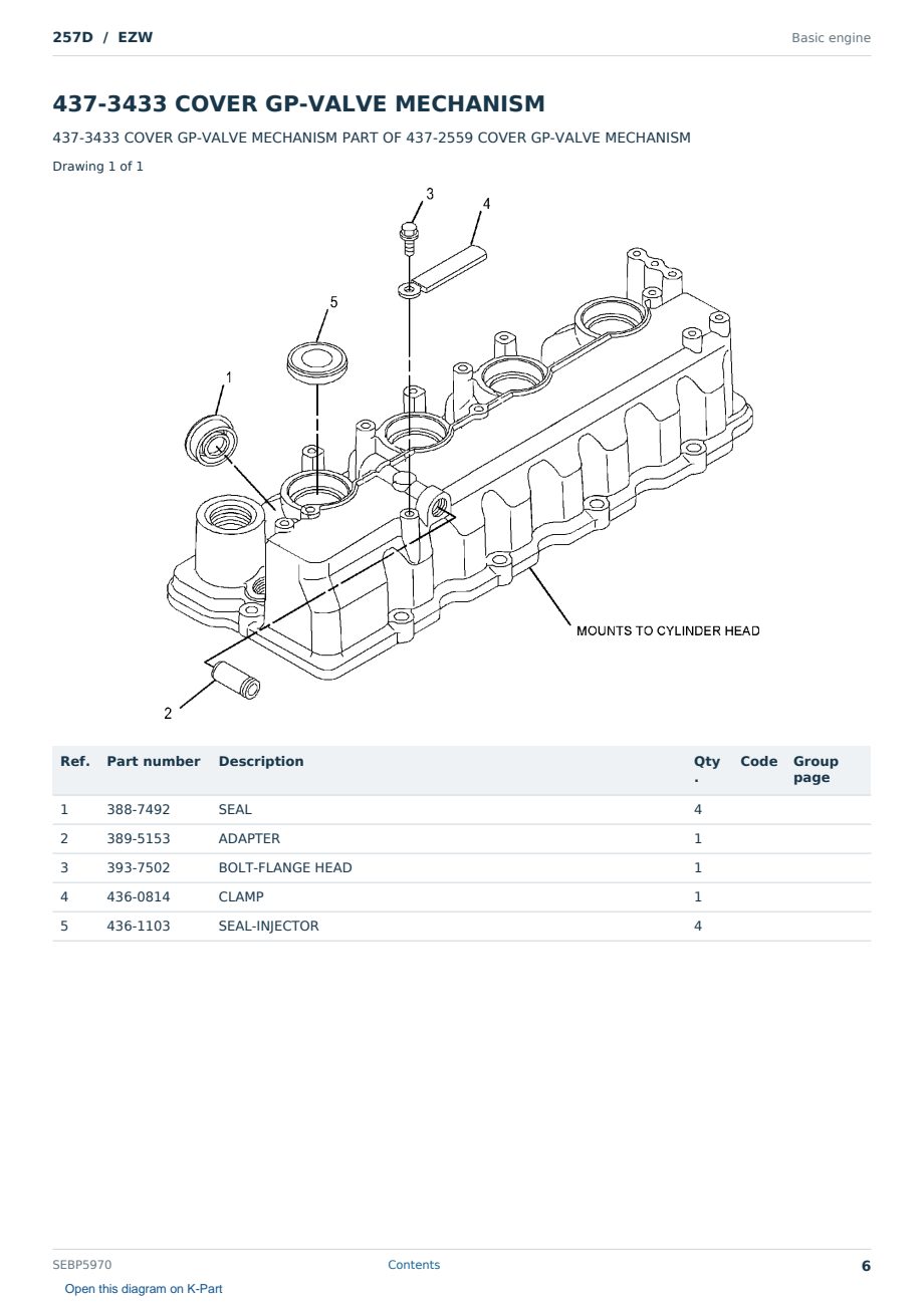 Caterpillar 257D S/N EZW Partsbook SEBP5970 (English) - sample page 6 of 10 Caterpillar 257D S/N EZW Partsbook SEBP5970 (English) - sample page 6 of 10