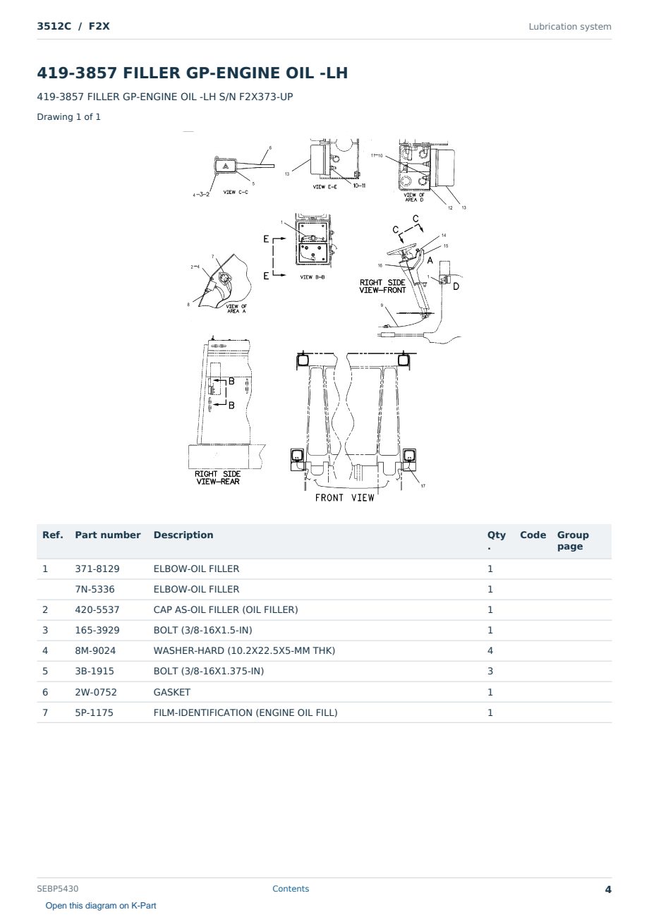 Caterpillar 3512C S/N F2X Partsbook SEBP5430 (English) - sample page 4 of 10 Caterpillar 3512C S/N F2X Partsbook SEBP5430 (English) - sample page 4 of 10