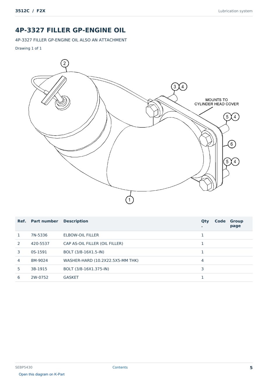 Caterpillar 3512C S/N F2X Partsbook SEBP5430 (English) - sample page 5 of 10 Caterpillar 3512C S/N F2X Partsbook SEBP5430 (English) - sample page 5 of 10