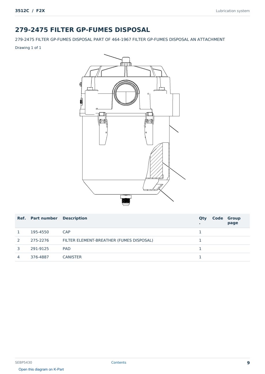 Caterpillar 3512C S/N F2X Partsbook SEBP5430 (English) - sample page 9 of 10 Caterpillar 3512C S/N F2X Partsbook SEBP5430 (English) - sample page 9 of 10