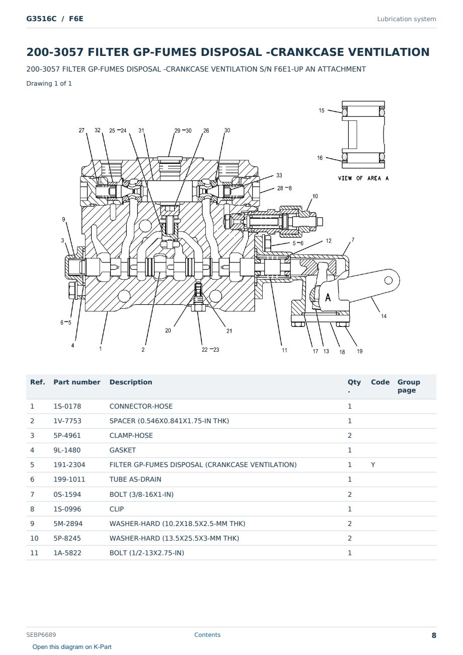 Caterpillar G3516C S/N F6E Partsbook SEBP6689 (English) - sample page 8 of 10 Caterpillar G3516C S/N F6E Partsbook SEBP6689 (English) - sample page 8 of 10