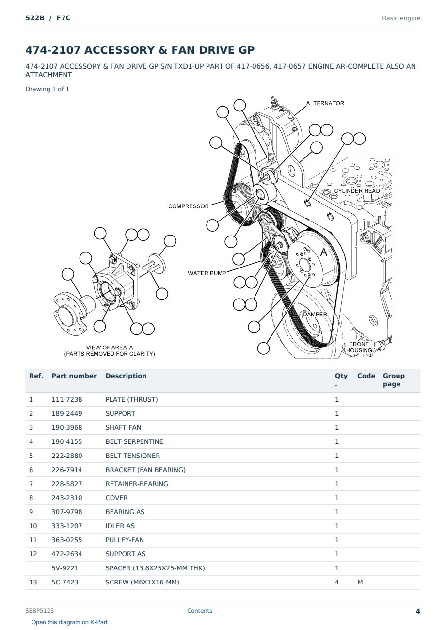 Caterpillar 522B S/N F7C Partsbook SEBP5123 (English) - sample page 4 of 10 Caterpillar 522B S/N F7C Partsbook SEBP5123 (English) - sample page 4 of 10