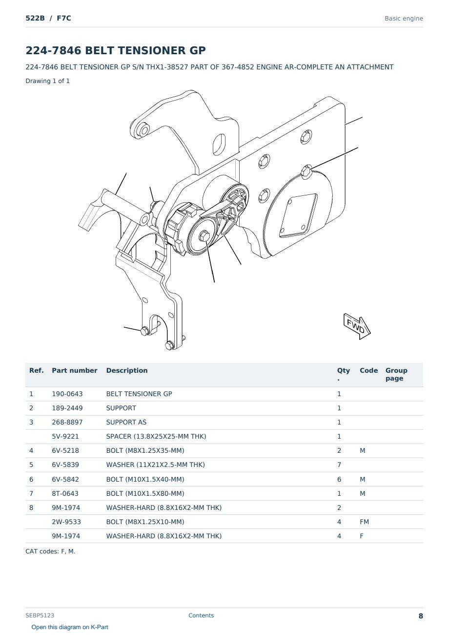 Caterpillar 522B S/N F7C Partsbook SEBP5123 (English) - sample page 8 of 10 Caterpillar 522B S/N F7C Partsbook SEBP5123 (English) - sample page 8 of 10