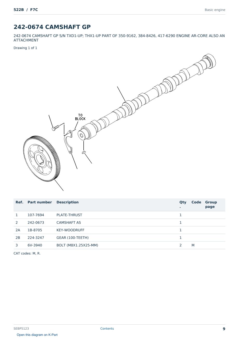 Caterpillar 522B S/N F7C Partsbook SEBP5123 (English) - sample page 9 of 10 Caterpillar 522B S/N F7C Partsbook SEBP5123 (English) - sample page 9 of 10