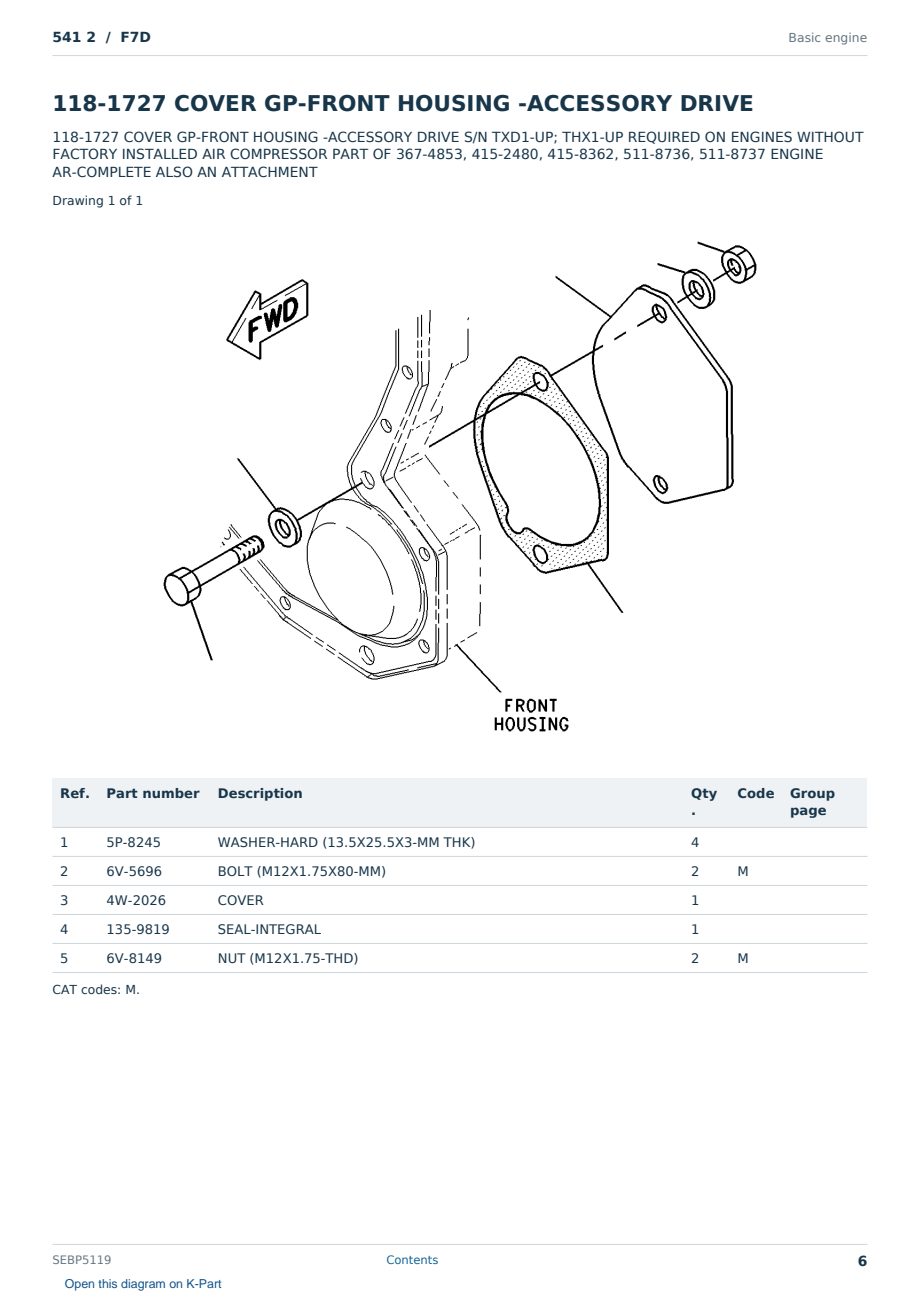Caterpillar 541 2 S/N F7D Partsbook SEBP5119 (English) - sample page 6 of 10 Caterpillar 541 2 S/N F7D Partsbook SEBP5119 (English) - sample page 6 of 10