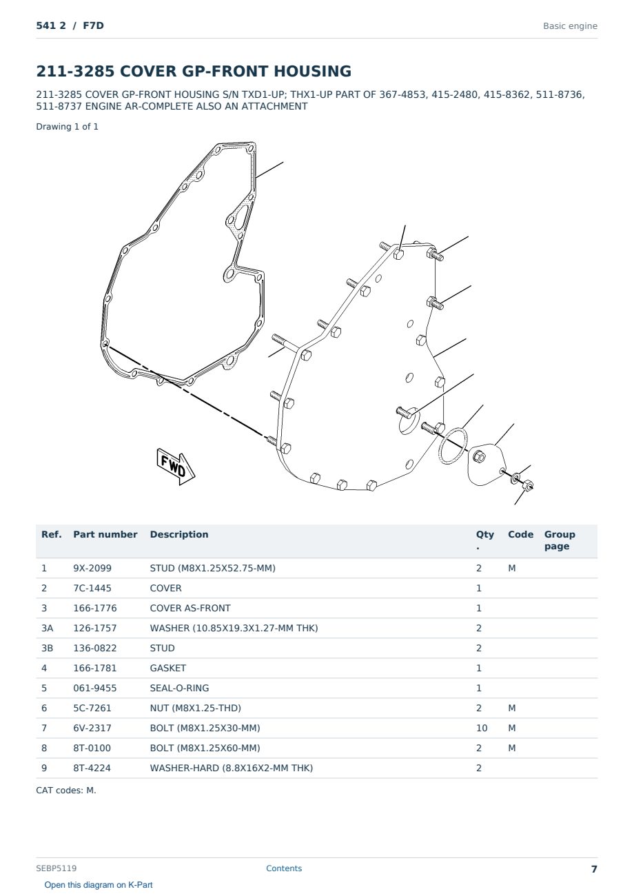Caterpillar 541 2 S/N F7D Partsbook SEBP5119 (English) - sample page 7 of 10 Caterpillar 541 2 S/N F7D Partsbook SEBP5119 (English) - sample page 7 of 10