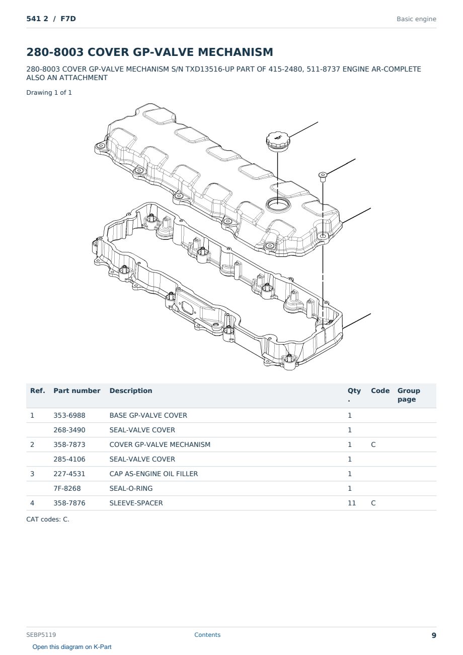 Caterpillar 541 2 S/N F7D Partsbook SEBP5119 (English) - sample page 9 of 10 Caterpillar 541 2 S/N F7D Partsbook SEBP5119 (English) - sample page 9 of 10