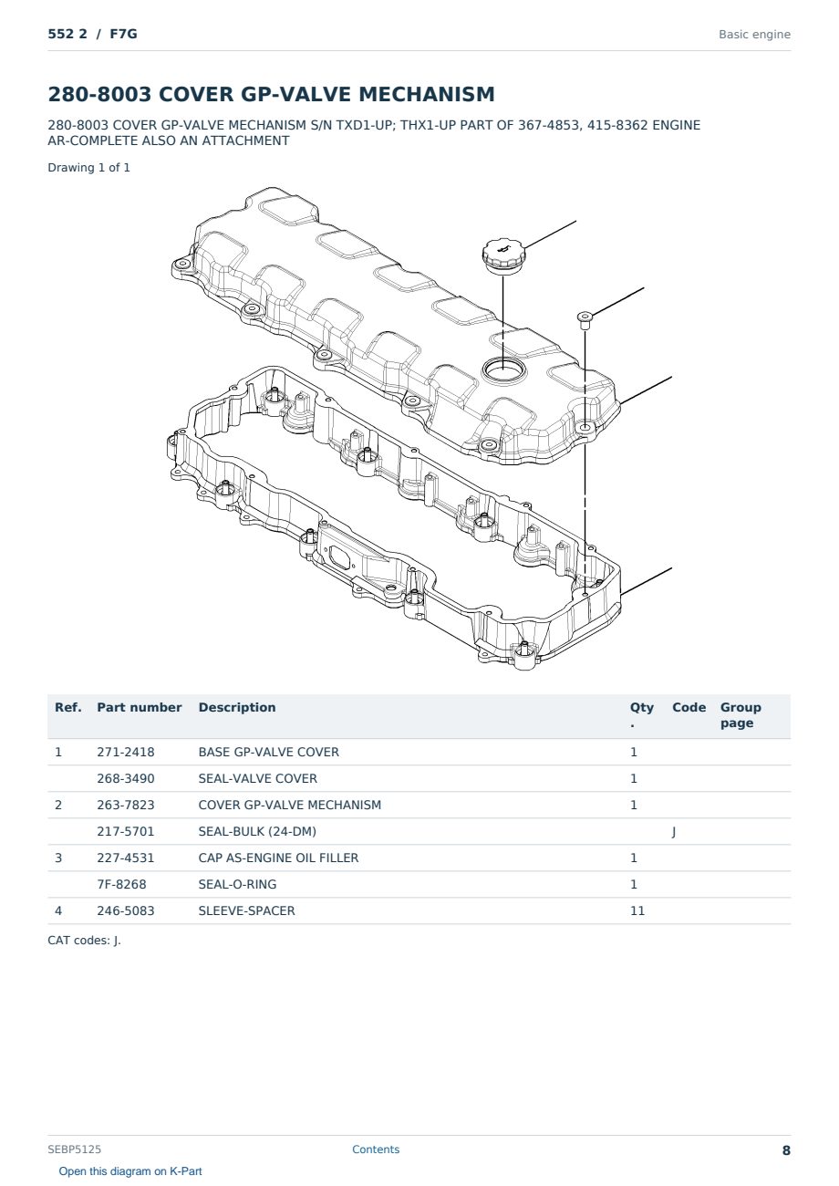 Caterpillar 552 2 S/N F7G Partsbook SEBP5125 (English) - sample page 8 of 10 Caterpillar 552 2 S/N F7G Partsbook SEBP5125 (English) - sample page 8 of 10