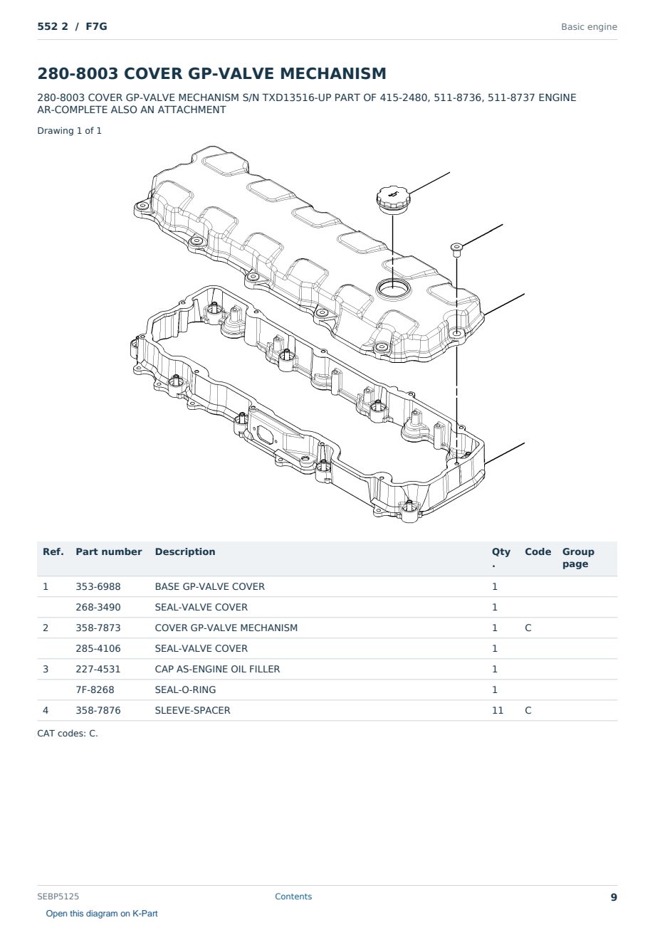Caterpillar 552 2 S/N F7G Partsbook SEBP5125 (English) - sample page 9 of 10 Caterpillar 552 2 S/N F7G Partsbook SEBP5125 (English) - sample page 9 of 10